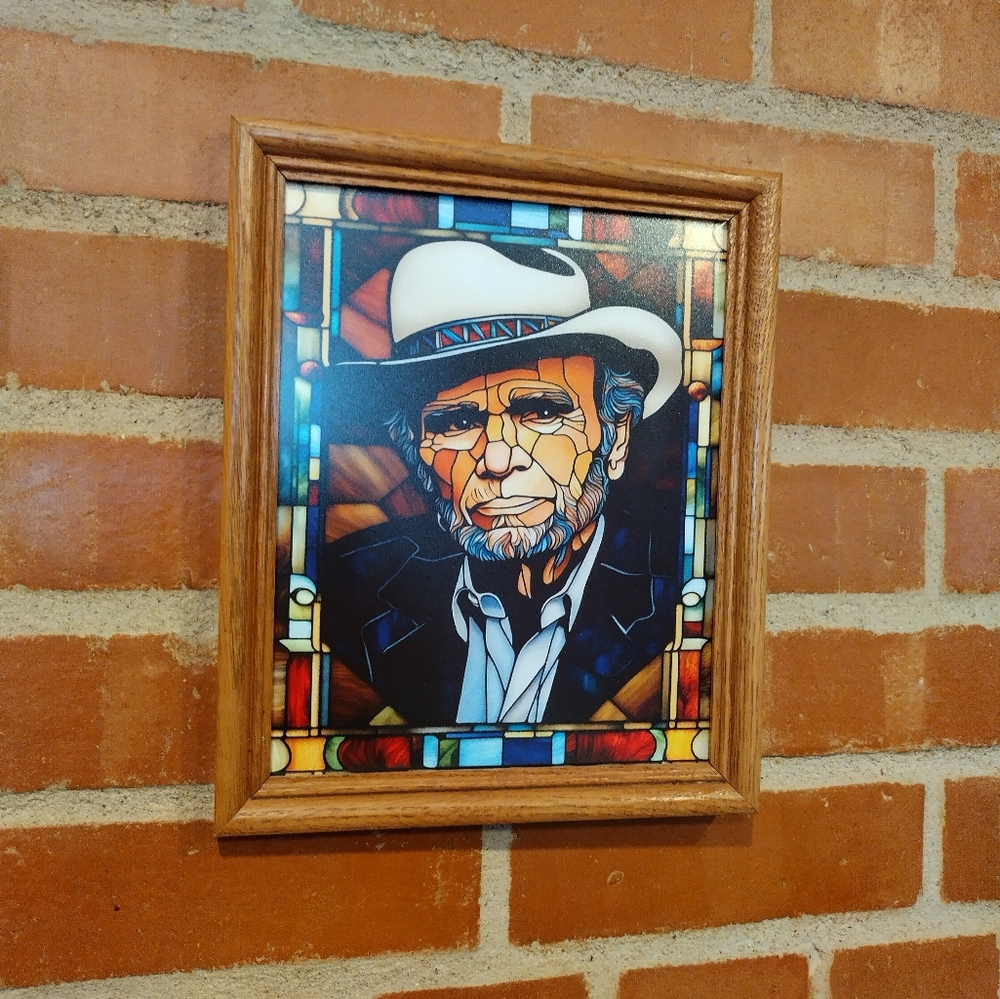 Merle Haggard Stained Glass Style Framed Art Print By Neon Nicho Outlaw Country